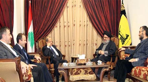 Sayyed Nasrallah recives Aoun in presence of political aides