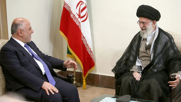 Leader of the Islamic Revolution His Eminece Imam Sayyed Ali Khamenei and Iraqi Prime Minister Haider al-Abadi 