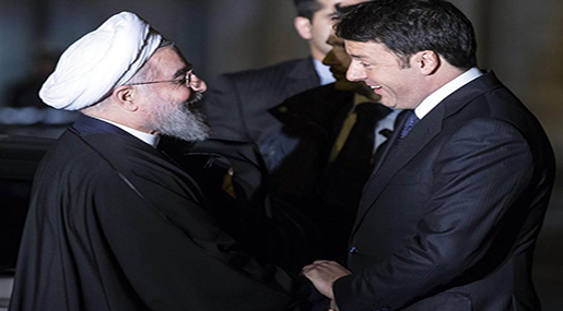 Iran President Hassan Rouhani and Italian PM Matteo Renzi