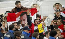 Pro-Assad Protest Outside Geneva II Conference Venue: Montreux
