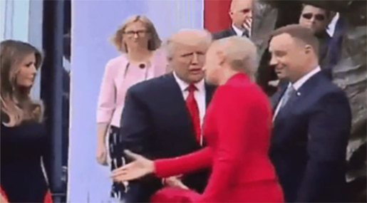 Poland’s First Lady Rejects Handshake from Trump
