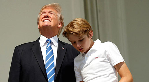 Trump Looks At Solar Eclipse without Protective Glasses!