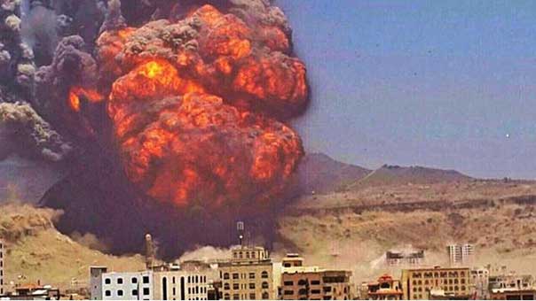 Burning Building in Yemen