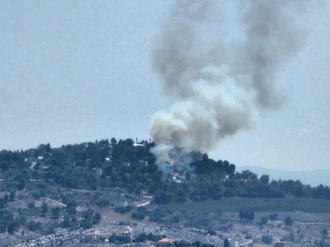 The Zionist Al-Manara Settlement was targeted with a guided missile from Lebanon.