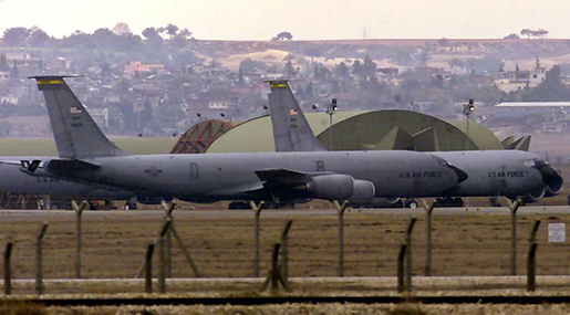 US Air Force tanker planes sit on the tarmac of Incirlik Airbase in southern Turkey