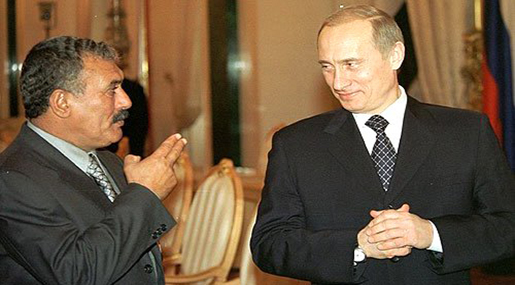 Former Yemeni President Ali Abdullah Saleh and Russian President Vladimir Putin 