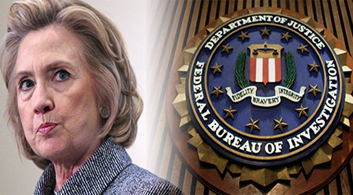 Hillary Clinton and FBI logo