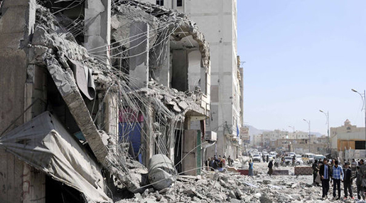 A destroyed building in Yemen 