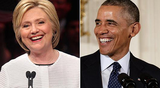 US President Barack Obama and Democratic nominee Hillary Clinton 