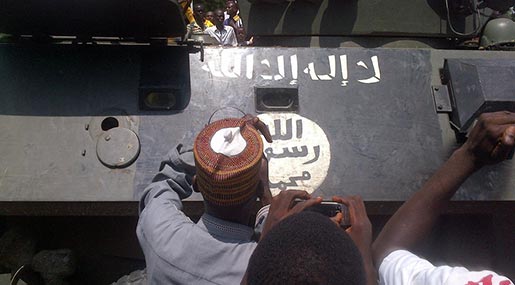 Boko Haram flag on tank