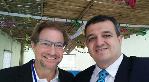 Mexico's Ambassador to UNESCO Andreas Roemer and Israel's Ambassador to UNESCO, Carmel Shama-Hacohen