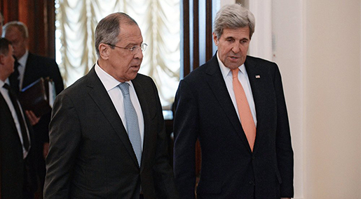US Secretary of State John Kerry and Russian FM Sergei Lavrov 