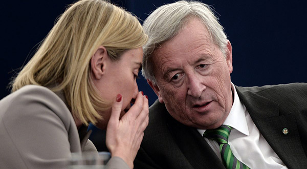 EU Commission President Jean-Claude Juncker and EU foreign policy chief Federica Mogherini 