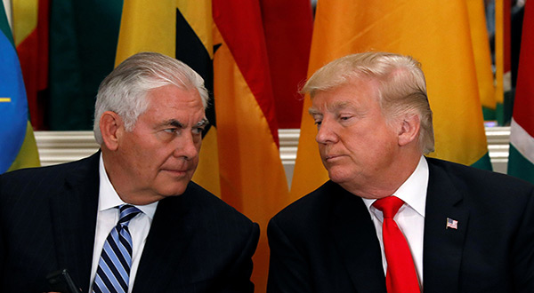 US Secretary of State Rex Tillerson and US President Donald Trump