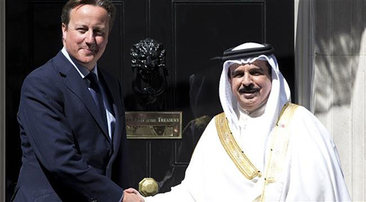 Former British Prime Minister David Cameron and Crown Prince Salman bin Hamad Al Khalifa