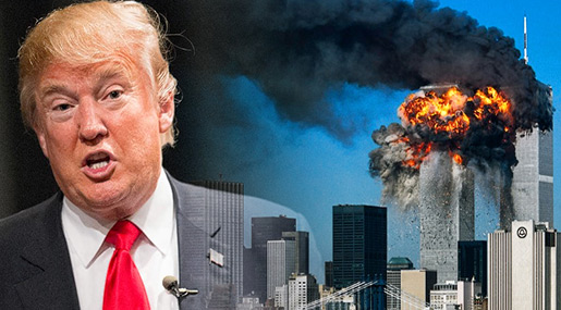US President Donald Trump and the Twin Towers 
