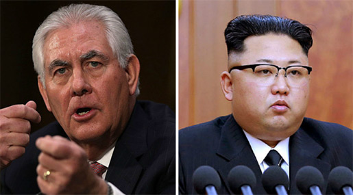 North Korean leader Kim Jung Un and US Secretary of State Rex Tillerson 