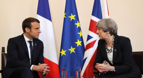 UK PM Theresa May and French President Emmanuel Macron