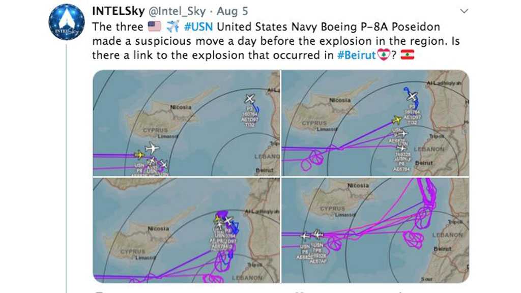 Suspicious Move of US Navy Boeings Day Before Beirut Blast