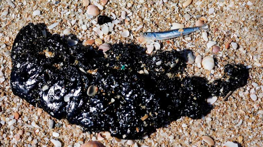 Tar From “Israel” Oil Spill Washes Up on Lebanese Shore