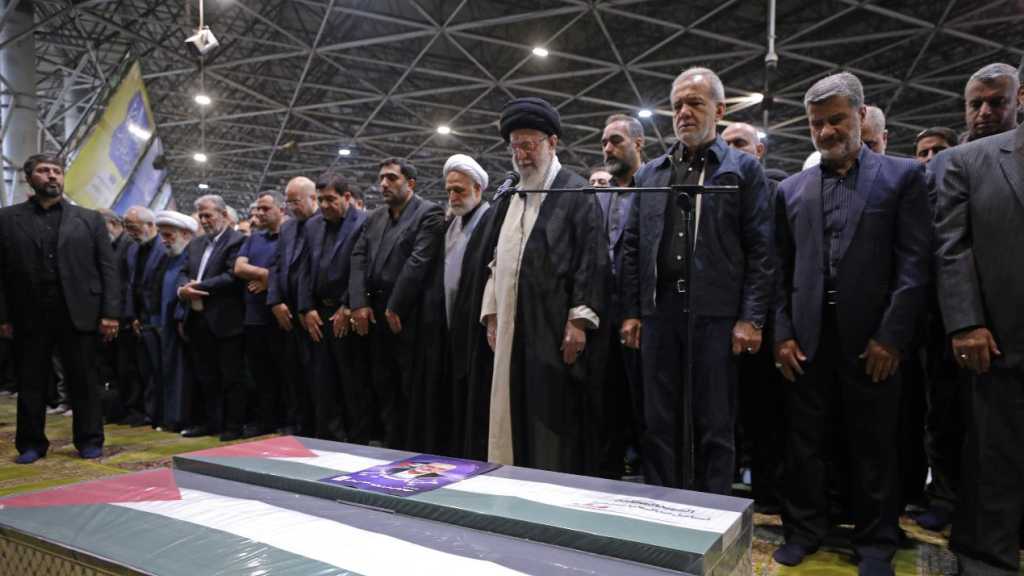 Imam Khamenei Leads Funeral Prayers for Martyr Hanyieh